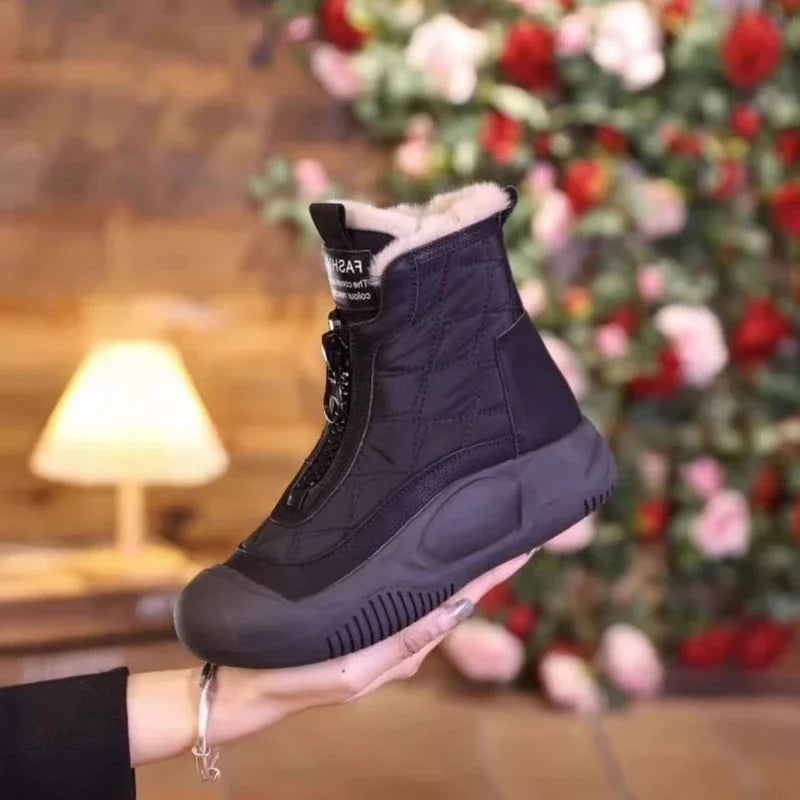 2023 New Plush Shoes for Women Winter Flat with Women's Short Barrel Boots Thick Sole Non-slip Ladies Snow Boot Zapatos De Mujer