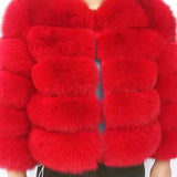 2023 New Style Women Fur Coat Real Fox Fur Jacket Natural Fox Fur Short Style Clothing Full Length Sleeve Female Coat