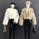 2023 New Style Women Fur Coat Real Fox Fur Jacket Natural Fox Fur Short Style Clothing Full Length Sleeve Female Coat