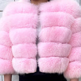 2023 New Style Women Fur Coat Real Fox Fur Jacket Natural Fox Fur Short Style Clothing Full Length Sleeve Female Coat