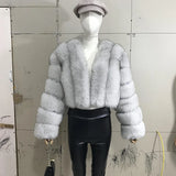 2023 New Style Women Fur Coat Real Fox Fur Jacket Natural Fox Fur Short Style Clothing Full Length Sleeve Female Coat