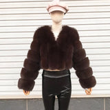 2023 New Style Women Fur Coat Real Fox Fur Jacket Natural Fox Fur Short Style Clothing Full Length Sleeve Female Coat