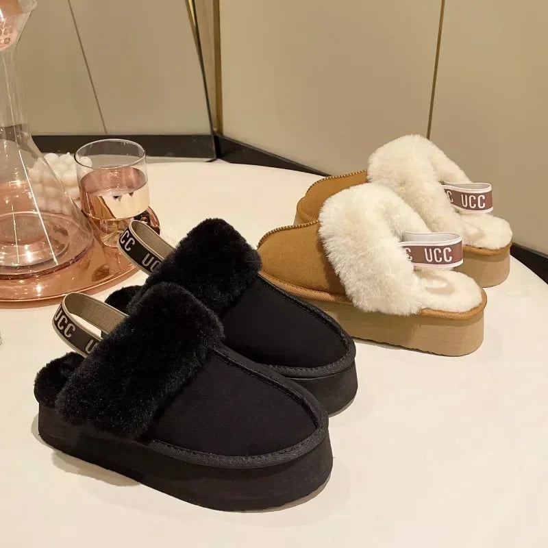 2023 New Suede Women's Flat Shoes Winter Fashion Indoor Solid Colour uggs Fur Slippers Casual Short Boots Shaggy Chelsea Boots