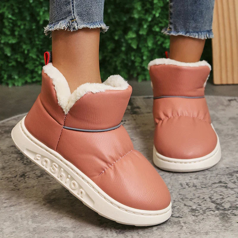 2023 New Waterproof Snow Boots Women Winter Warm Fur Couple Cotton Padded Shoes Anti-Slip Thick Plush Platform Ankle Boots Woman