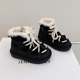 2023 New Winter Children Snow Boots Genuine Leather Warm Plush Toddler Boys Shoes Non-slip Fashion Baby Girls Boots 1-6 Years