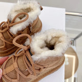 2023 New Winter Children Snow Boots Genuine Leather Warm Plush Toddler Boys Shoes Non-slip Fashion Baby Girls Boots 1-6 Years