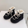 2023 New Winter Children Snow Boots Genuine Leather Warm Plush Toddler Boys Shoes Non-slip Fashion Baby Girls Boots 1-6 Years