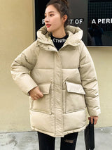 2023 New Winter Women Mid-long Parkas Jackets Casual Thick Warm Hooded Pattern Coat Female Winter Outwear Jacket parkas