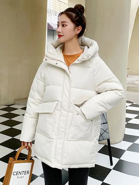 2023 New Winter Women Mid-long Parkas Jackets Casual Thick Warm Hooded Pattern Coat Female Winter Outwear Jacket parkas