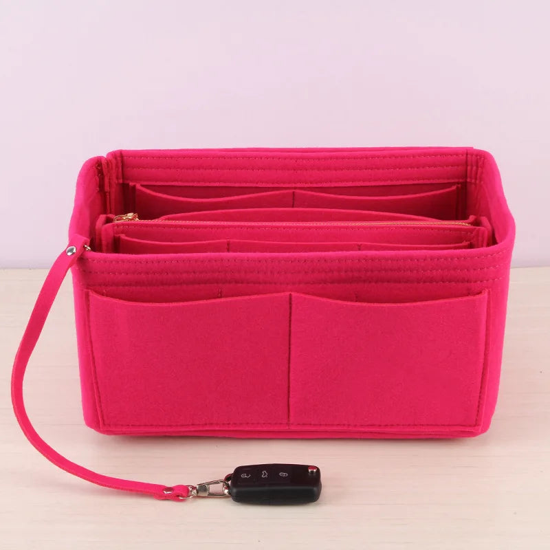 2023 New Women Make up Organizer Felt Insert Bag For Handbag Travel Inner Purse Portable Cosmetic Bags Fit Various Brand Bags