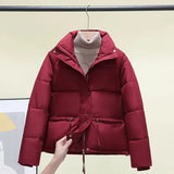 2023 New Women Parkas Winter Thick Casual Stand-up Collar Fashion Cotton Warm Short Jackets Korean Zipper White Coats Outwear