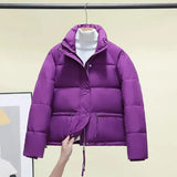 2023 New Women Parkas Winter Thick Casual Stand-up Collar Fashion Cotton Warm Short Jackets Korean Zipper White Coats Outwear