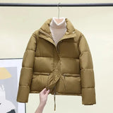 2023 New Women Parkas Winter Thick Casual Stand-up Collar Fashion Cotton Warm Short Jackets Korean Zipper White Coats Outwear