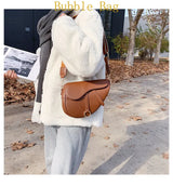 2023 New Women 's Bag Casual Saddle Bag Pu Solid Color Diagonal Bag Fashion Easy Matching Lady Handbag and Purses Luxury  Bag