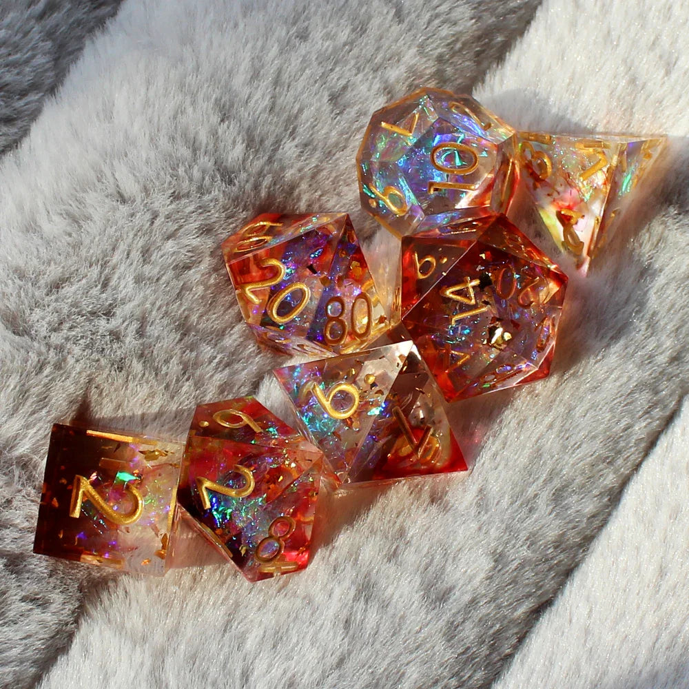 2023 Resin Dice 7PCs Dnd Set Solid Polyhedral D&D Dice DND For Role Playing Rpg Rol Pathfinder Board Game Dragon Scale Gifts