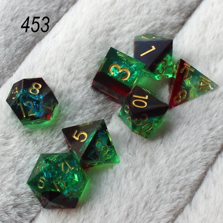 2023 Resin Dice 7PCs Dnd Set Solid Polyhedral D&D Dice DND For Role Playing Rpg Rol Pathfinder Board Game Dragon Scale Gifts