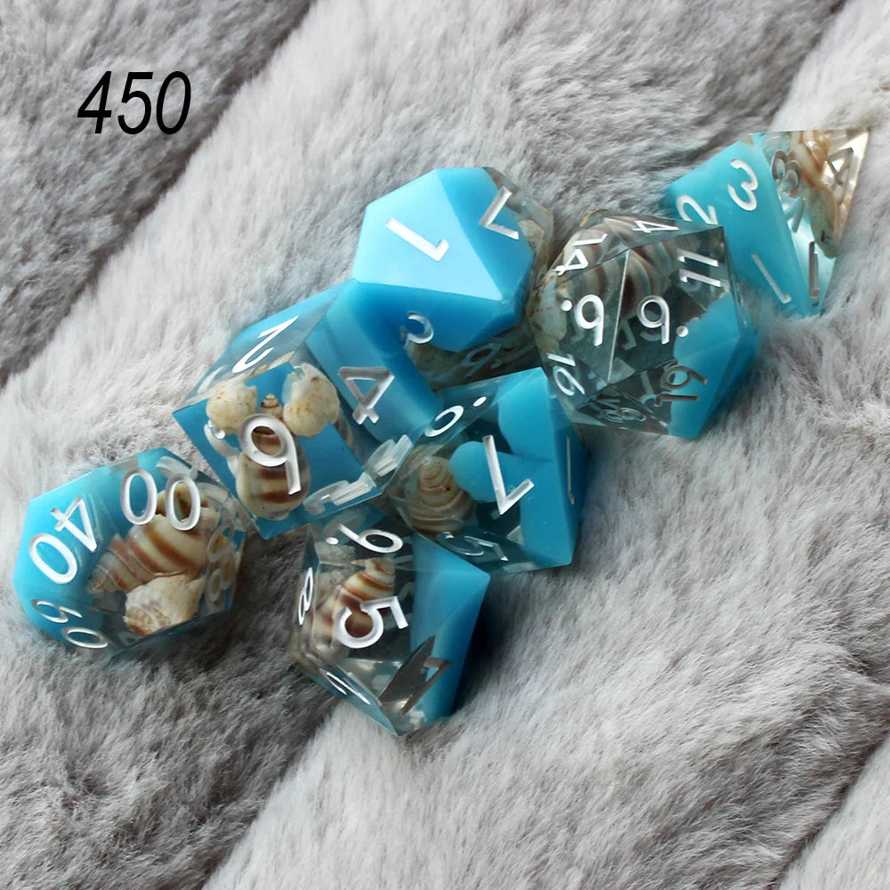 2023 Resin Dice 7PCs Dnd Set Solid Polyhedral D&D Dice DND For Role Playing Rpg Rol Pathfinder Board Game Dragon Scale Gifts