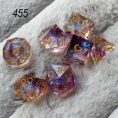 2023 Resin Dice 7PCs Dnd Set Solid Polyhedral D&D Dice DND For Role Playing Rpg Rol Pathfinder Board Game Dragon Scale Gifts