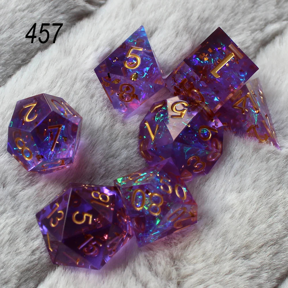 2023 Resin Dice 7PCs Dnd Set Solid Polyhedral D&D Dice DND For Role Playing Rpg Rol Pathfinder Board Game Dragon Scale Gifts