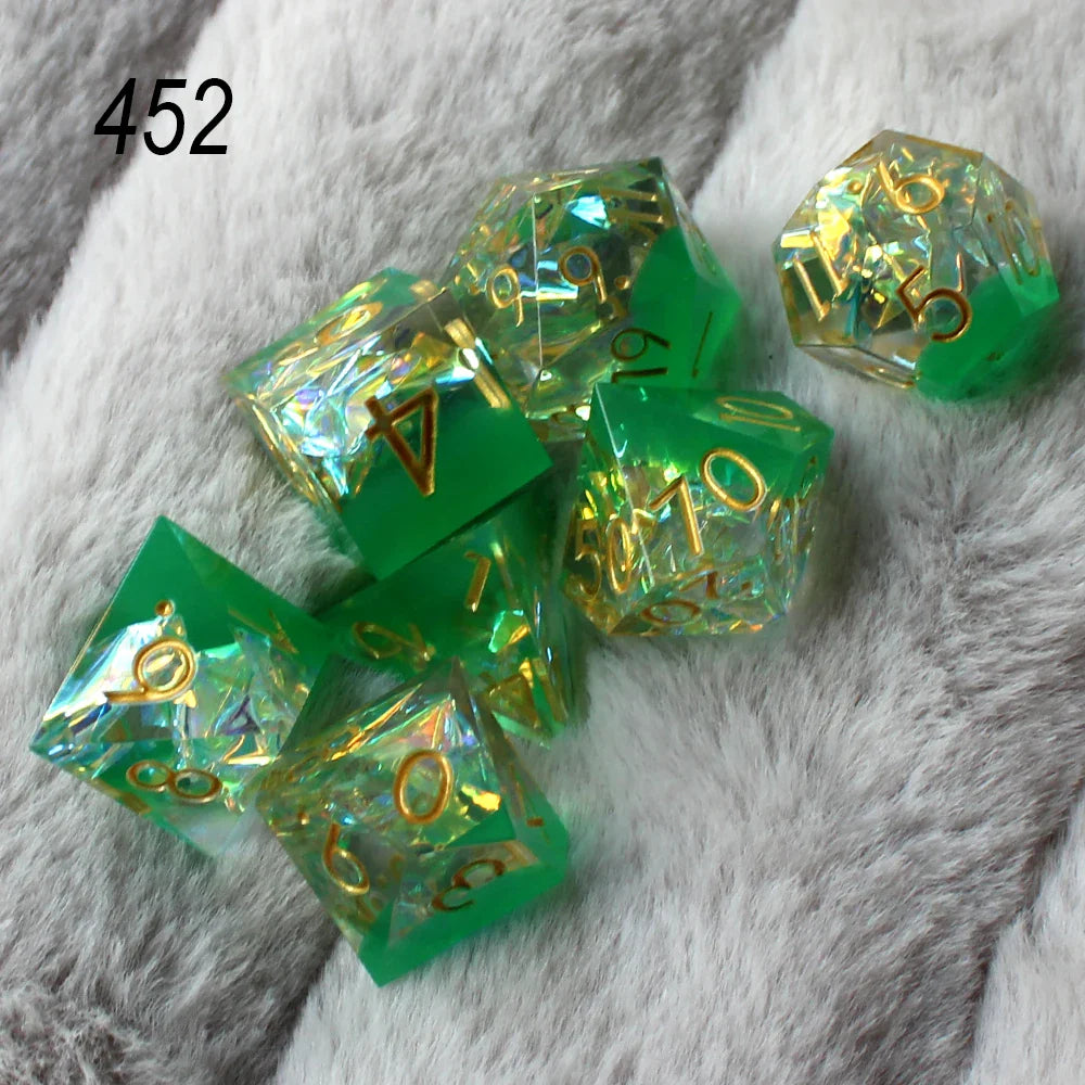 2023 Resin Dice 7PCs Dnd Set Solid Polyhedral D&D Dice DND For Role Playing Rpg Rol Pathfinder Board Game Dragon Scale Gifts