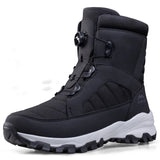 2023 Rotating Button Men Boots Plush Warm Snow Boots Winter Shoes Waterproof Anti Slip Hiking Boots Outdoors Desert Combat Boots