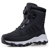 2023 Rotating Button Men Boots Plush Warm Snow Boots Winter Shoes Waterproof Anti Slip Hiking Boots Outdoors Desert Combat Boots