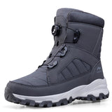 2023 Rotating Button Men Boots Plush Warm Snow Boots Winter Shoes Waterproof Anti Slip Hiking Boots Outdoors Desert Combat Boots