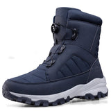 2023 Rotating Button Men Boots Plush Warm Snow Boots Winter Shoes Waterproof Anti Slip Hiking Boots Outdoors Desert Combat Boots