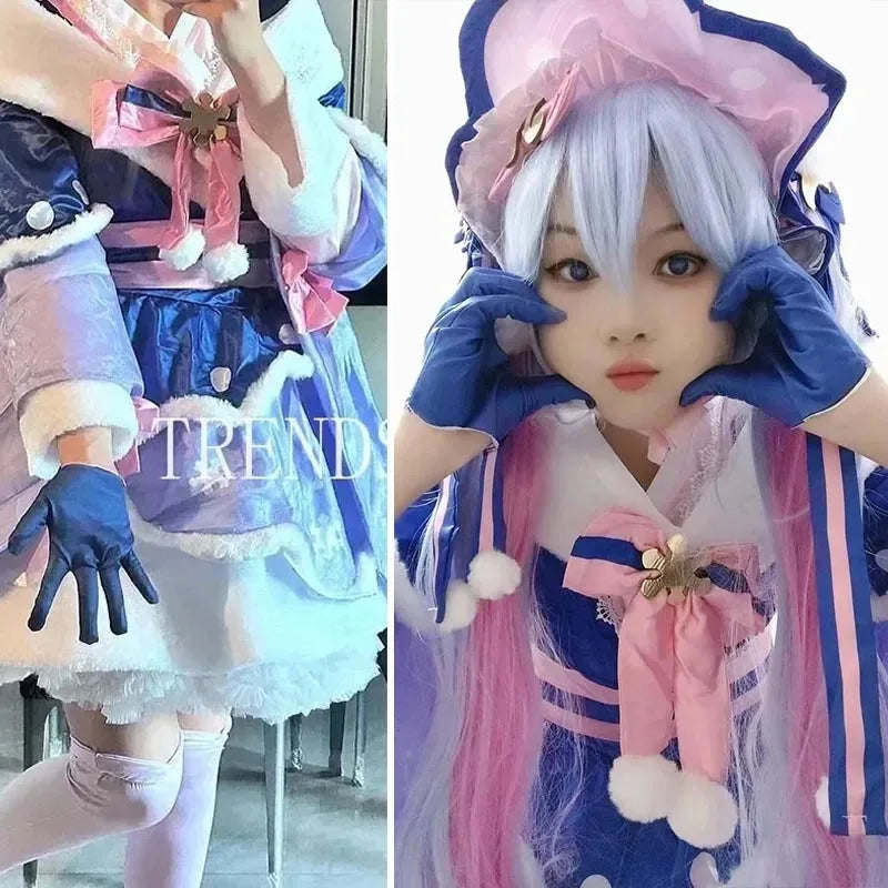 2023 Snow Miku Cosplay Costume Wigs Lolita Cute Dress Hat Headwear Wig Anime Miku Christmas Winter Snow Outfits Mikuu Dress