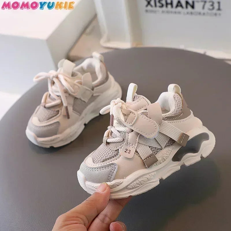 2023 Spring Autumn New Kids Sport Shoes Fashion Cross-tied Mesh Breathable Boys Sneakers Children Girls Outdoor Running Shoes