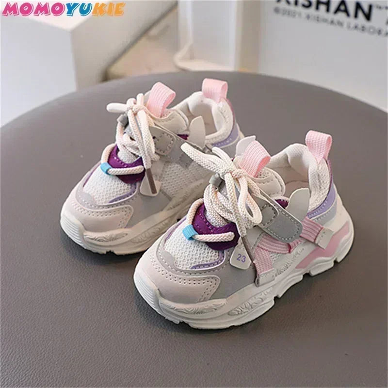 2023 Spring Autumn New Kids Sport Shoes Fashion Cross-tied Mesh Breathable Boys Sneakers Children Girls Outdoor Running Shoes