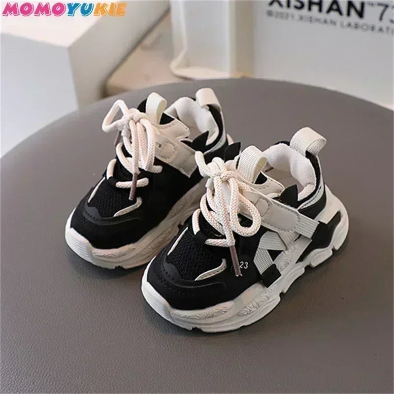 2023 Spring Autumn New Kids Sport Shoes Fashion Cross-tied Mesh Breathable Boys Sneakers Children Girls Outdoor Running Shoes