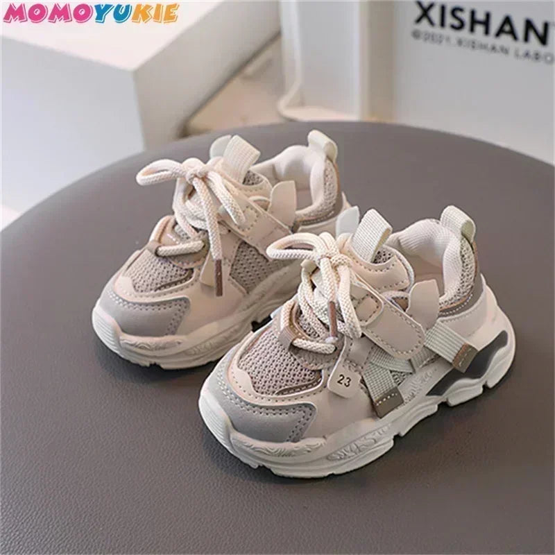 2023 Spring Autumn New Kids Sport Shoes Fashion Cross-tied Mesh Breathable Boys Sneakers Children Girls Outdoor Running Shoes