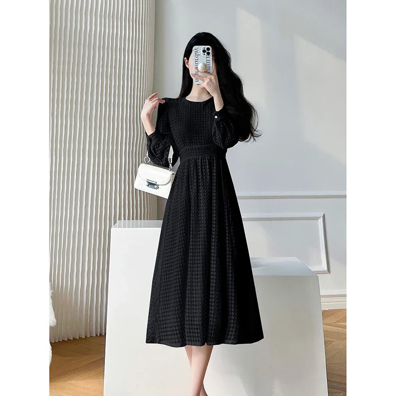2023 Spring Women Elegant Lace Midi White Dress Long Sleeve Vintage A-Line Fashion Prom Vestidos Female French Style Party Robe
