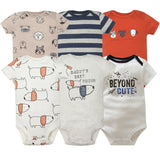 2023 Unisex 6PCS  Baby Boys Girls Bodysuit 100% Cotton Newborn body bebe Jumpsuit Cartoon Print Baby Clothing Ropa 6-24M