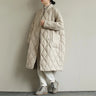 2023 Winter Arrivals Women Cotton Coats Diamond Lattice Block Big Size Female Long Parkas Loose Lady Overcoats Clothes