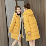 2023 Winter Women Jacket Coats Long Parkas Female Down Cotton Hooded Overcoat Thick Warm Jackets Windproof Casual Student Coat