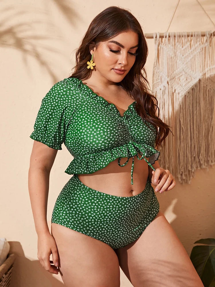 2023 Women Push Up Bikinis Set Swimwear Plus Size High Waist Swimsuit Larges Big Plussize Swimming Suits Bathing Beachwear New