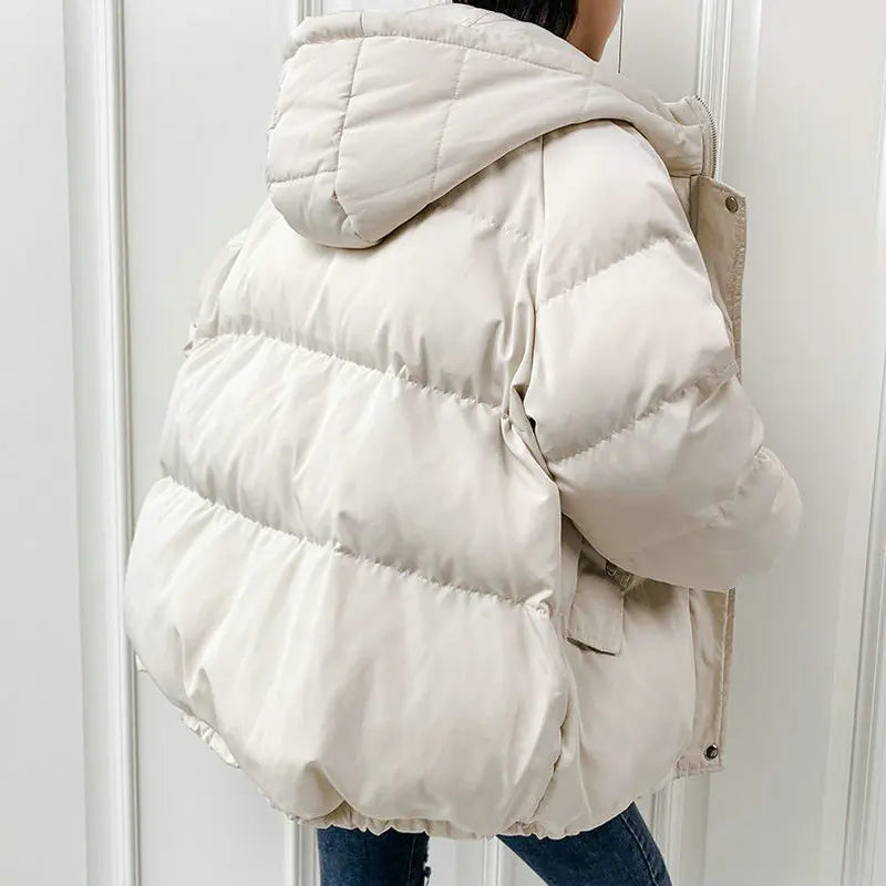 2023 Women Short Jacket Winter Thick Hooded Cotton Padded Coats Female Korean Loose Puffer Parkas Ladies Oversize Outwear