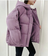 2023 Women Short Jacket Winter Thick Hooded Cotton Padded Coats Female Korean Loose Puffer Parkas Ladies Oversize Outwear