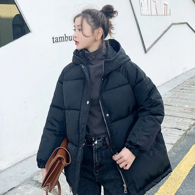 2023 Women Short Jacket Winter Thick Hooded Cotton Padded Coats Female Korean Loose Puffer Parkas Ladies Oversize Outwear