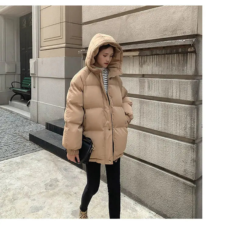 2023 Women Short Jacket Winter Thick Hooded Cotton Padded Coats Female Korean Loose Puffer Parkas Ladies Oversize Outwear