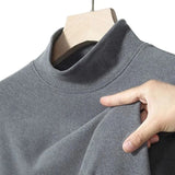 2023 new Winter Warm Half High Collar Fashion Thermal Underwear Men Mock Neck Basic T-shirt Blouse Pullover Long Sleeve Top