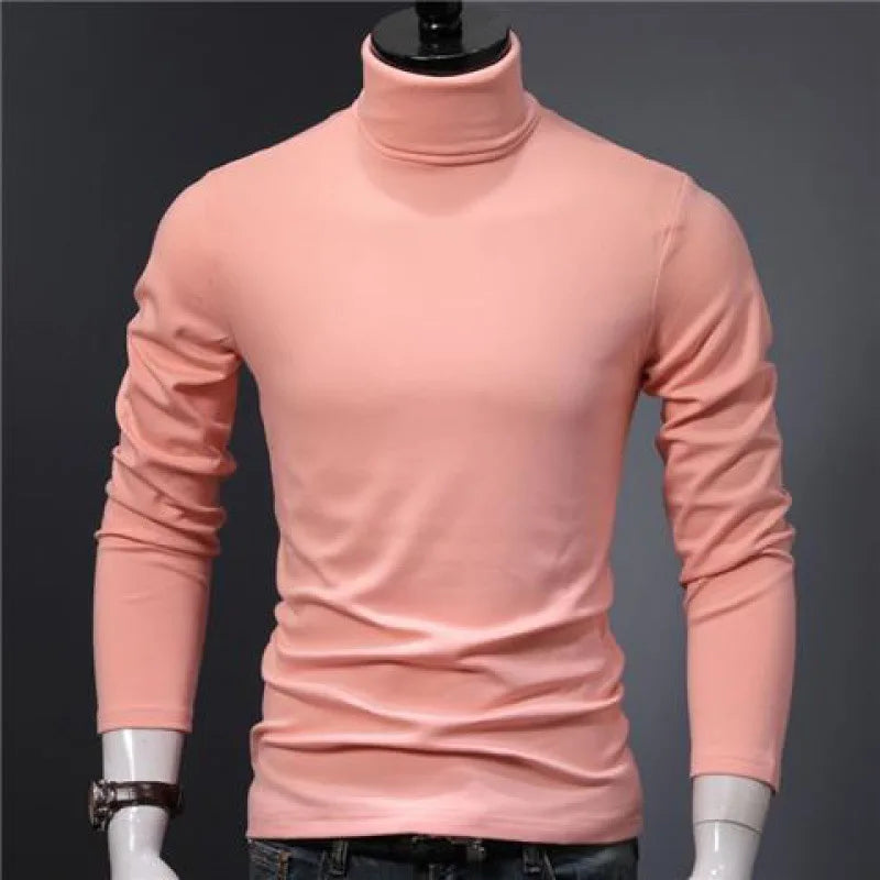 2023 new Winter Warm Half High Collar Fashion Thermal Underwear Men Mock Neck Basic T-shirt Blouse Pullover Long Sleeve Top