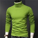 2023 new Winter Warm Half High Collar Fashion Thermal Underwear Men Mock Neck Basic T-shirt Blouse Pullover Long Sleeve Top