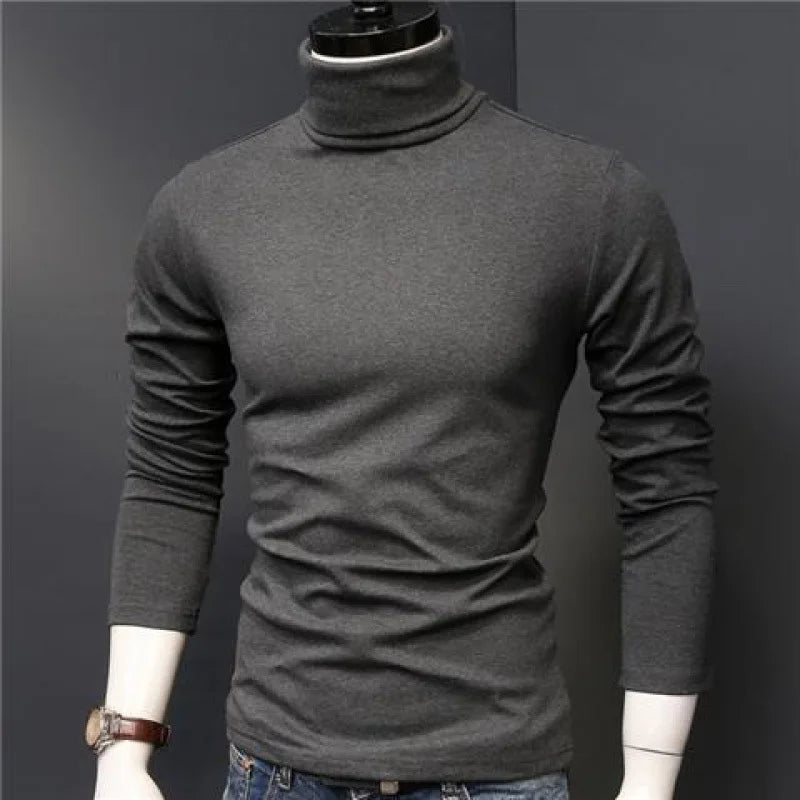 2023 new Winter Warm Half High Collar Fashion Thermal Underwear Men Mock Neck Basic T-shirt Blouse Pullover Long Sleeve Top