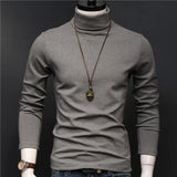 2023 new Winter Warm Half High Collar Fashion Thermal Underwear Men Mock Neck Basic T-shirt Blouse Pullover Long Sleeve Top