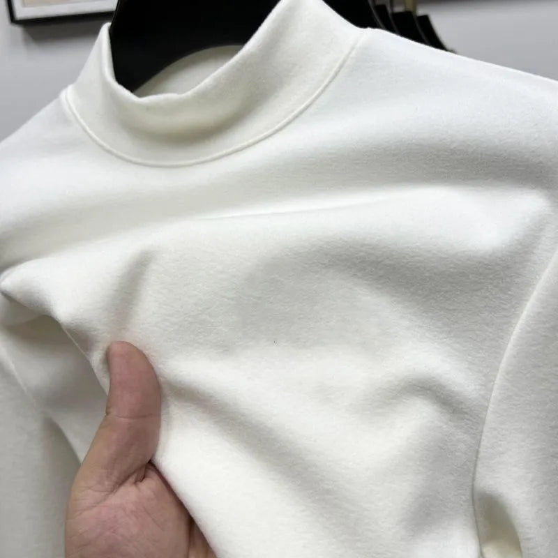 2023 new Winter Warm Half High Collar Fashion Thermal Underwear Men Mock Neck Basic T-shirt Blouse Pullover Long Sleeve Top