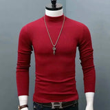 2023 new Winter Warm Half High Collar Fashion Thermal Underwear Men Mock Neck Basic T-shirt Blouse Pullover Long Sleeve Top