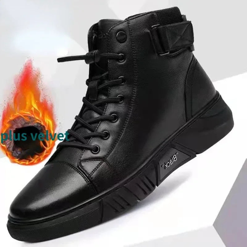 2024 Autumn New High Top Work Shoes for Men Platform Ankle Boots Fashion Quality  Boots Outdoor Booties Zapatos De Hombre